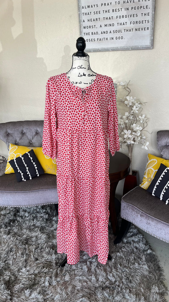 Boho Red Tiered Dress
