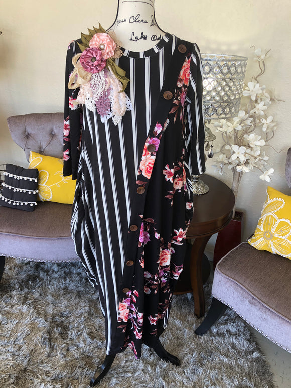Willa Floral and Stripe Dress
