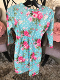 Girl’s Aqua Floral Dress