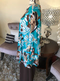 Aqua and Brown Floral Tunic/Top