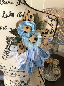 Pastel Blue and Leopard Flower Pin.1  AB # 69