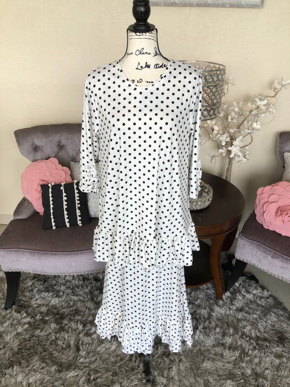 Brooke White with Black Polka Dots Tunic/Top PL