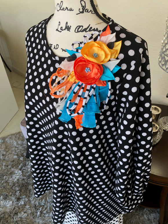Black with White Dots Tunic/Top