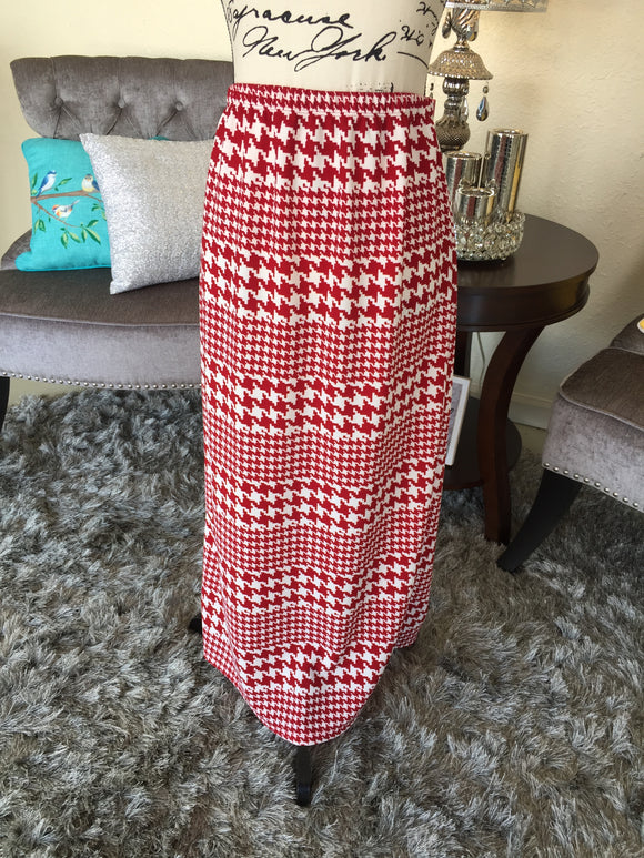 Crimson Red Houndstooth Classic Liverpool Skirt