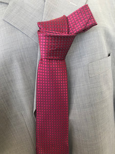 SK 102XL  Burgundy and Silver Plaid Check Tie