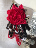 Red, Black and Leopard Flower Pin AB # 94