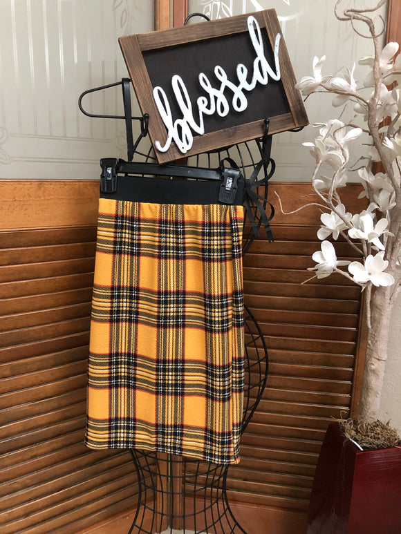 S&S Girl’s Mustard Plaid Liverpool Straight Skirt