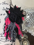Black and Hot Pink Flower Pin # 474