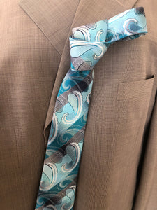 SK 179 Teal and Silver Ombré Stripe Tie