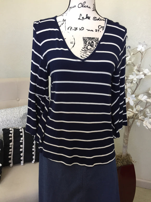 Blue Striped Knit Top