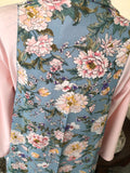 Blue Floral Chiffon Scarf Vest (OS)
