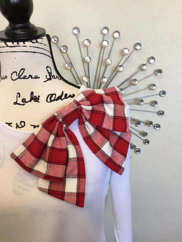 Red and White Plaid Bow Pin