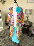 Long Artistic Multi Color Kimono/Duster