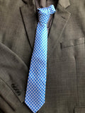 SK 112 Cerulean Blue and White Plaid Tie