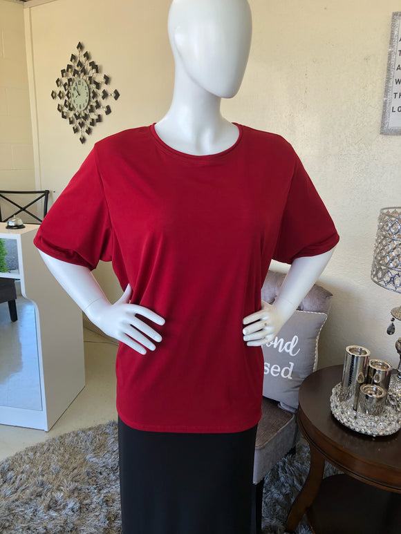 Garnet Red Short Sleeve Layering Top (PL)