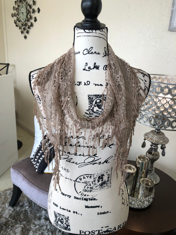 Taupe Lace  Scarf