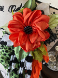 AB 121 Orange and Summer Green Flower Pin