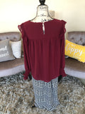 Burgundy Dotted Swiss Tunic/Top