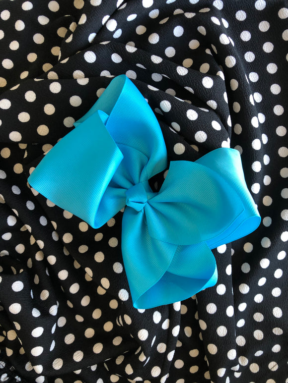 Aqua Hair Bow - 8”