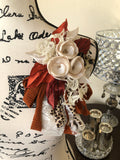 AB 123 Cream and Rust Flower Pin