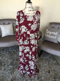 Burgundy Floral Dress (PL)