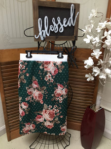 S&S Girl’s Green Dot w/ Pink Roses Liverpool Straight Skirt