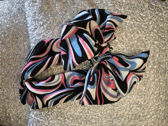 Pink and Blue Swirl Bow Headband