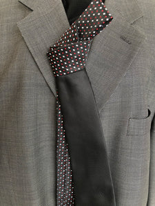 CK 151 Solid Black W/Black, Red and Silver Contrast Tie