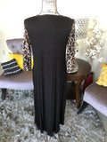 Mila Black Dress with Leopard Ruffle Detail
